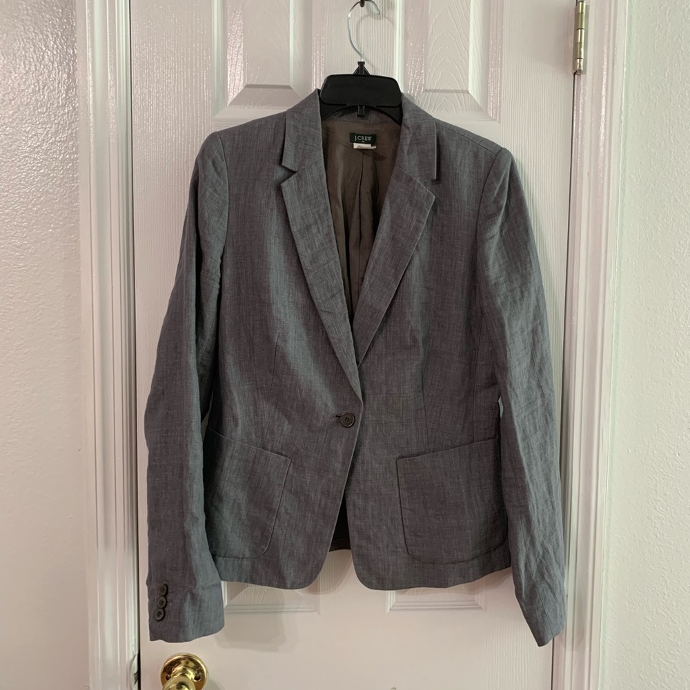 Jcrew linen size 8 blazer gray women j.crew